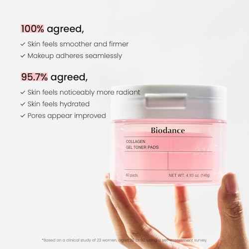 Biodance Collagen Gel Toner Pads, Pore Minimizer for Face, Improving Elasticity, Gentle Exfoliating Toner Pads for Sensitive Skin, Korean Skincare¤Ó4.93 fl.oz.(140g)*60Pads