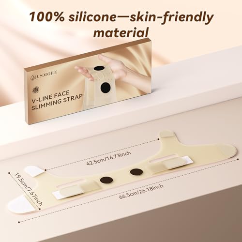 Reusable V Line Silicone Face Strap, Soft Silicone Chin Strap for Women 23-27 Inches(Skin tone)