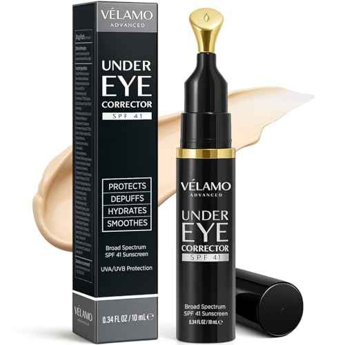 VELAMO ADVANCED Luminous Eye Corrector SPF 41: Under Eye Color Corrector for Dark Circles, Fine Lines & Puffiness - Hydrating Anti Aging Eye Cream with Ceramides Complex - Medium, 0.34 FL OZ/10mL