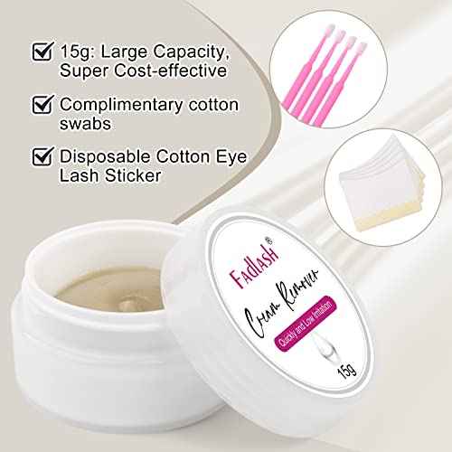 Eyelash Extension Remover 15g Cream Lash Extension Remover Professional Fast and Gentle Lash Remover for Lash Extensions Eyelash Glue for Salon by FADLASH (Tasteless)