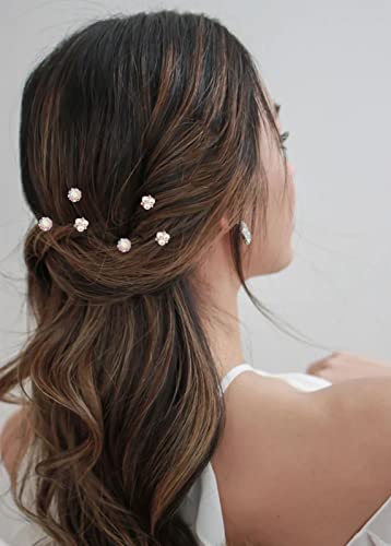 AUNEAL Hair Accessories for Women Wedding Hair Pins Set Hair Jewelry for Girls Silver Flower Pearl Hair Clips Brides Headpieces for Bridal,Bridesmaids,Prom, Party and Special Occasion