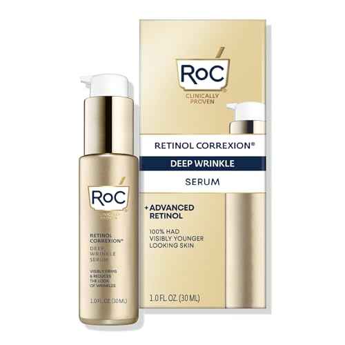 RoC Retinol Correxion Deep Wrinkle Retinol Face Serum with Ascorbic Acid, Anti-Aging Treatment for Fine Lines, Dark Spots, Post Acne Scars, 1 Oz (Packaging May Vary)