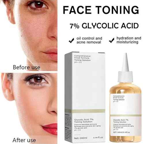 Glycolic Acid Toning Solution, Glycolic Acid 7% Toner, Glycolic Sour 7% Toning, KeepThe Skin Moist, Exfoliating Serum for Face, Facial Exfoliation Astringe Pores (240ML/8.0 Fl Oz)