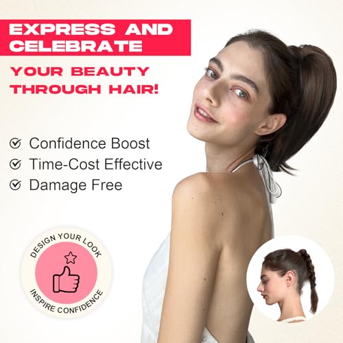 NTYNTY Ponytail Extension, 10" Short Claw Clip in Ponytail Hair Extensions Messy Bun Hair Piece Natural Soft Synthetic Straight Pony Tail Hair Pieces for Women - Dark Golden Blonde with Highlights