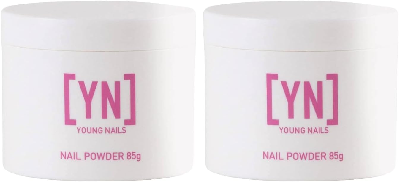 Young Nails Acrylic Core Powder - Professional Self-Leveling Nail Powder, Clear Nude Pink & White | 85g (Pack of 2)