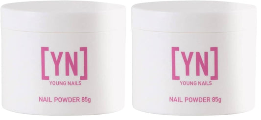 Young Nails Acrylic Core Powder - Professional Self-Leveling Nail Powder, Clear Nude Pink & White | 85g (Pack of 2)