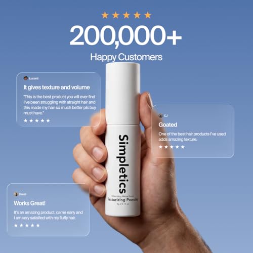 Simpletics Texturizing Powder - All Natural, 4 Ingredient Nourishing Formula with Rice Starch - Chemical Free - Gives Volumized, Texturized, Matte Finish to Men & Women