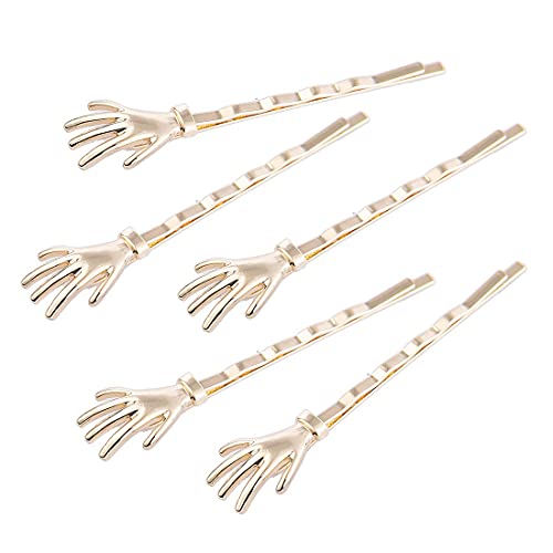 10Pcs Cute Spooky Skeleton Hands Bobby Pins Women Girls Halloween Hair Accessories, Gold