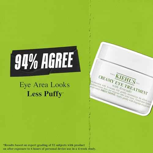 Kiehl's Avocado Eye Treatment, Nourishing and Hydrating Eye Cream, Avocado Oil and Caffeine to Energize and Invigorate Skin, Tired Eyes, 99% Naturally Derived Formula