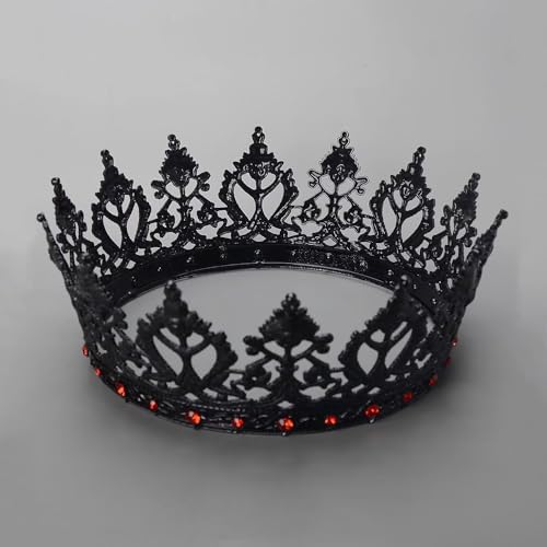 S SNUOY King Crowns for Men Black Crown for Women Medieval Crowns and Tiaras Rhinestone Metal Headpieces for Prom Cosplay Party Homecoming Birthday Halloween Christmas