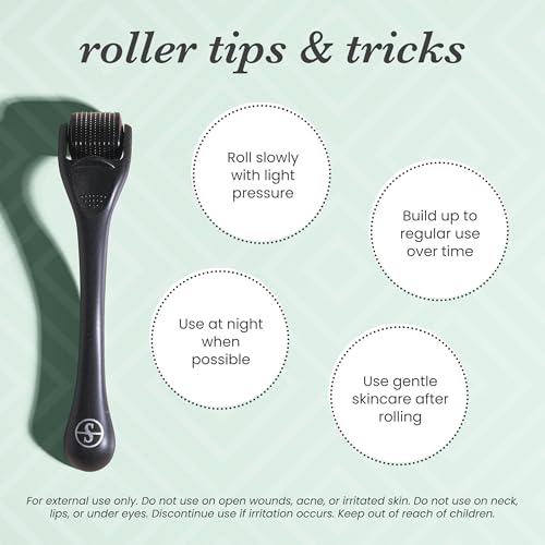 Sdara Black Derma Roller Microneedling Roller Face - Includes Free Storage Case