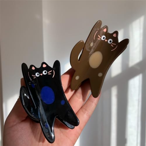 Funny Standing Cat Hair Clip,Acetate Claw Clips,Hair Clips for Women,Black