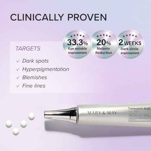 Mary&May Tranexamic Acid (TXA)+Glutathione Eye Cream | Dark Circles & Hyperpigmentation | With Niacinamide & Vitamin C | Firms Under Eye Area | Wrinkle & Fine Line Care | Korean Skincare, 1.01 oz.