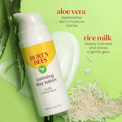 Burt's Bees Calming Day Face Lotion With Aloe and Rice Milk, Soothing Face Lotion for Sensitive Skin, 98.9 Percent Natural Origin Skin Care, 1.8 oz. Bottle