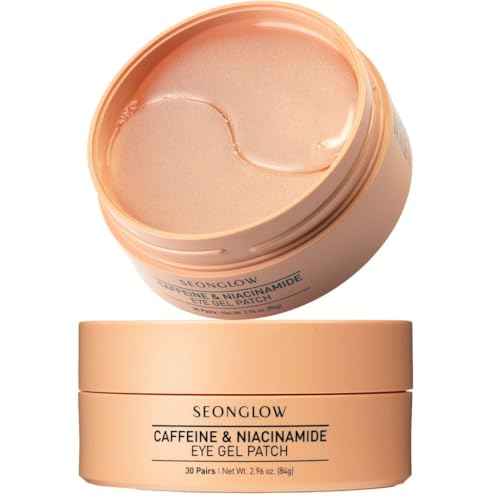 Caffeine Under Eye Patches: 30 Pairs Korean Hydrogel Eye Masks for Dark Circles Puffiness Relief with Niacinamide Hyaluronic Acid - Undereye Brightening Hydrating Anti-Wrinkle Treatment