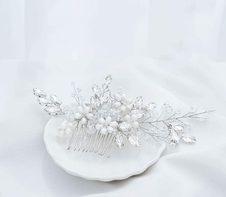 Bestshoot Hair Comb, Bridal Hair Accessories with Crystal Rhinestone, Alloy Wire, for Women, Girls, Bridal, Bridesmaid (Silver)