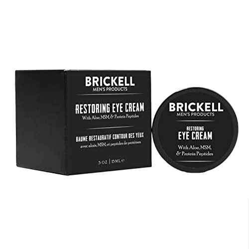 Brickell Men's Restoring Under Eye Cream for Men, Natural and Organic Anti Aging Eye Balm To Reduce Puffiness, Wrinkles, Dark Circles, Crows Feet and Under Eye Bags, 0.5 Ounce, Unscented