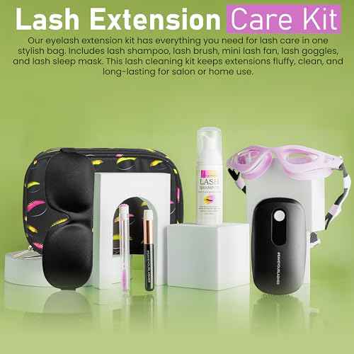 Lash Extension Care Kit | Lash Cleaning Kit | Lash Extension Supplies | Lash Shampoo Kit | Eyelash Sleeping Mask for Extensions | Lash Fan | Lash Bath Kit | Eyelash Shampoo