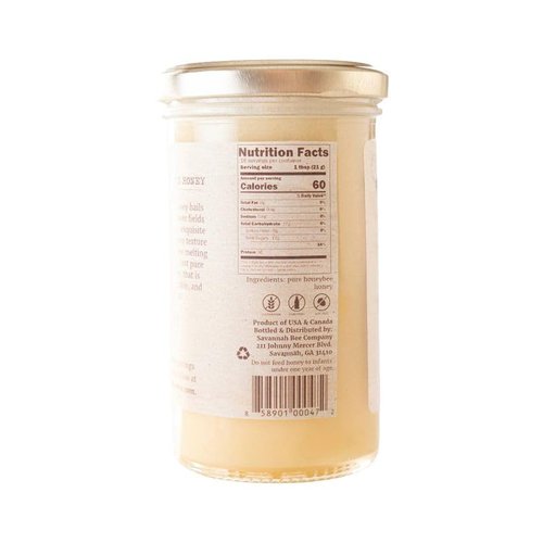 Savannah Bee Winter White Honey - Pure, Natural Sweetness in 12 oz Tower Jar