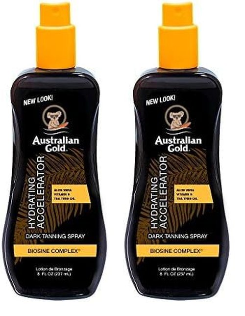 Australian Gold Dark Tanning Accelerator Spray Gel, 8 Ounce | Moisturize & Hydrate Skin | New Packaging Same Great Formula (a70003) (Pack of 2)