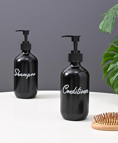 Shower Soap Dispenser(16.9 Oz/Black),Shampoo Dispenser with Plastic Pump,Shampoo and Conditioner Bottles,Shower Dispenser for Bathroom,Refillable Shampoo and Conditioner Bottles,3 Pack Shampoo Bottles