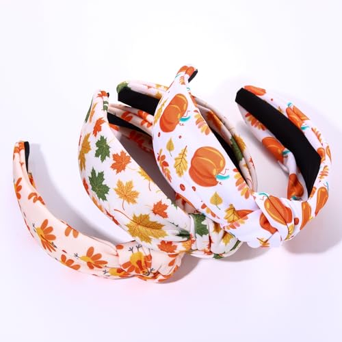 NVENF Halloween Christmas Thanksgiving New Year Headband for Women Festive Holiday Knotted Headband Hair Accessories Gifts (Thanksgiving A)