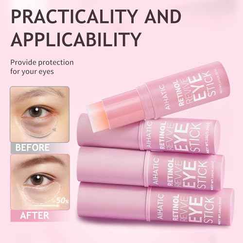 Retinol & Caffeine Eye Balm Stick - Dark Circles Relief & Depuffing Treatment, Hyaluronic Acid + Collagen, Gentle Under Eye Cream for Sensitive Skin, Hydrates & Smooths Fine Lines, 0.35oz/10g