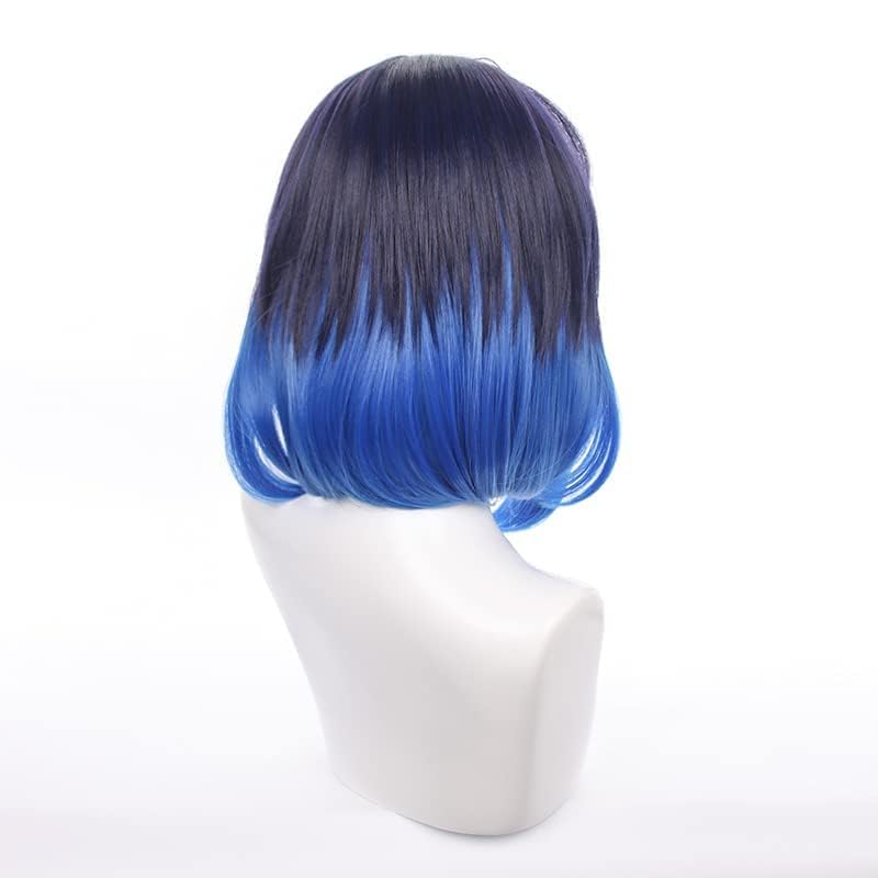 Ticomoco Hashibira Inosuke Cosplay Wig Long Black Blue Hair Halloween Christmas Party Wigs For Adult