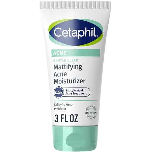Cetaphil Face Moisturizer, Gentle Clear Mattifying Acne Moisturizer With 0.5% Salicylic Acid, Hydrates and Treats Sensitive Acne Prone Skin, Skin Care for Sensitive Skin, 3oz