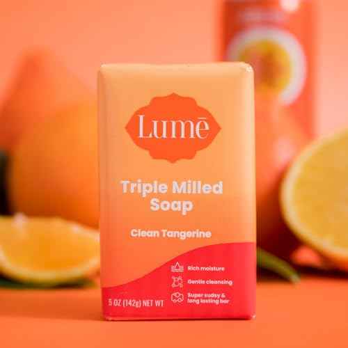 Lume Triple Milled Bar Soap - Rich Moisture & Gentle Cleansing - Paraben Free, Phthalate Free, Skin Safe - 5 ounce (Clean Tangerine)