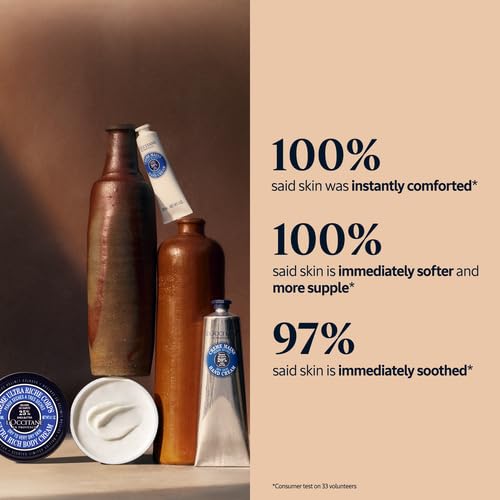 L’Occitane Shea Butter Ultra Rich Body Cream, Nourishing Moisturizer for Dry, Sensitive Skin, Fast Absorbing, Refillable, Vegan Skincare, Light Scent