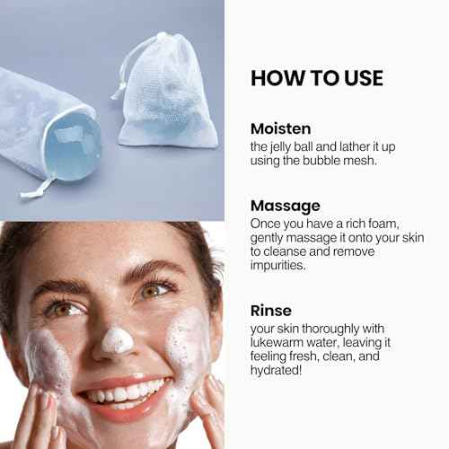 Naisture Be Bare Jelly Ball Cleanser, Daily Face Wash Korean Skin Care Cleanser Ball for Dry Skin with Allantoin for Protection, AHA &BHA for Exfoliation and Hydration- Peachy Pink (1.41oz)