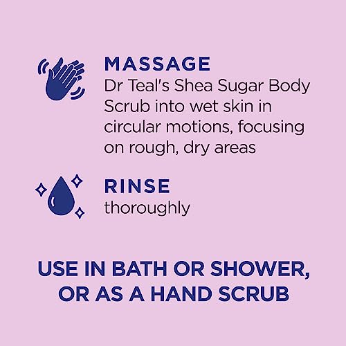 Dr Teal's Shea Sugar Body Scrub, Black Elderberry with Essential Oils, 19 oz (Pack of 3)