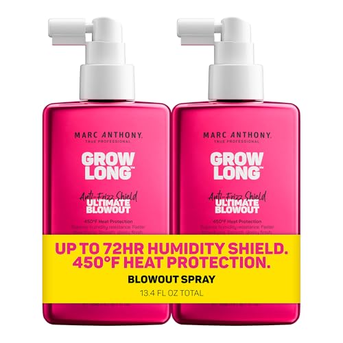 Marc Anthony Anti-Frizz Shield Ultimate Blowout Spray, Grow Long - Smooth, Shiny Hair in High Humidity - Heat Protectant - 6.7 oz