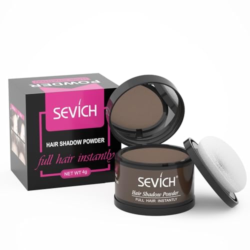 SEVICH Magnetic Refillable Hair Root Touch Up Powder - Waterproof Gray Coverage & Hairline Concealer with Dual Brush - Medium Brown, 0.14 oz (2 pcs)