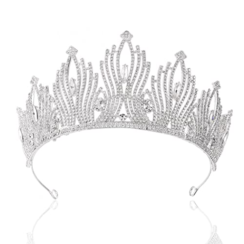 Kilshye Rhinestone Wedding Tiaras and Crowns Silver Crystal Bridal Tiara Bride Prom Costume Hair Accessories for Women (A- Silver)