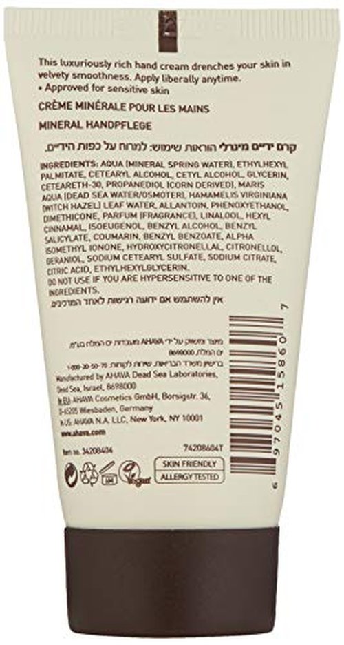 AHAVA Dead Sea Water Mineral Hand Cream, Original, Travel Size - Hand Moisturizer For Dry Cracked Hands, Light & Fast Absorbing, Enriched with Exclusive Osmoter, Witch Hazel & Allantoin, 1.3 Fl. Oz