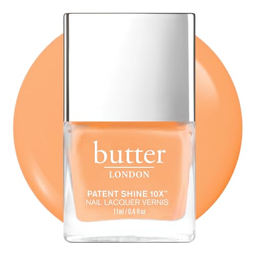 butter LONDON Patent Shine 10X Nail Lacquer, Helps Protect & Strengthen Nails, Gel-Like Finish & Chip-Resistant, 10-Free Formula, Vegan, Cruelty & Paraben Free, Pop Orange