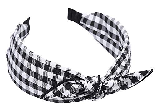 Qiabao Womens Vintage Plaid Headbands Headwraps Hair Band with Bow Pack of 3