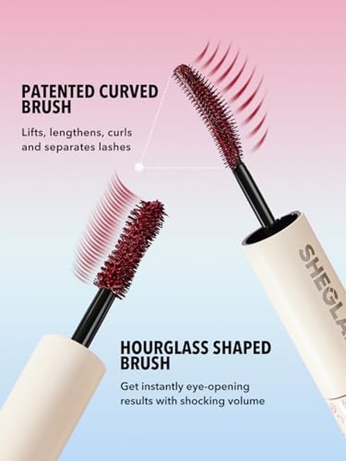 SHEGLAM 2 In 1 Black Volume and Length Waterproof Mascara Long Lasting Dual-Ended Tubing Eye Makeup