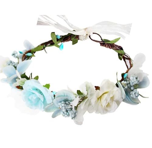 LLinfflr Fairy Floral Crown Woodland Headband Elf Flower Headpiece Forest Elven Circlet for Women Girls Bridal Wedding Prom Halloween Cosplay Photo Lavender