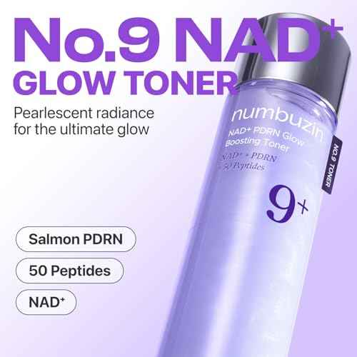 numbuzin No.9 Toner | NAD+ PDRN Glow Boosting Toner | Korean Skincare for Glowing, Firming, Wrinkles, Fine Lines | Salmon PDRN, Peptides | Essence for Aging, Dull Skin | 5.07 fl. Oz
