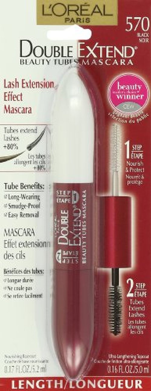 L'Oréal Paris Double Extend Beauty Tubes Lengthening Mascara, Black, 0.33 fl. oz.