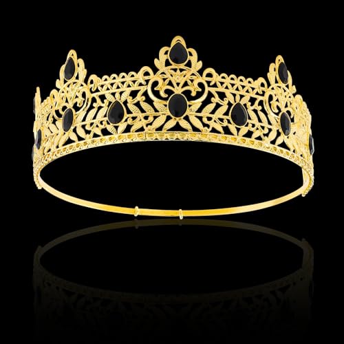 TOBATOBA King Crowns for Men, Antique Gold Prom King Crown Medieval Crown Royal Crown Medieval Renaissance Costume Men Prince Crown Birthday Crown Boy Hair Accessories for Halloween Costume Cosplay