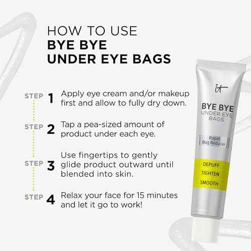 IT Cosmetics Bye Bye Under Eye Bags Treatment For Women & Men ? Temporary Eye Bag Reducer & Undereye Corrector Depuffs, Tightens, Smooths & Reduces Look of Wrinkles & Fine Lines - 0.5 Fl. Oz
