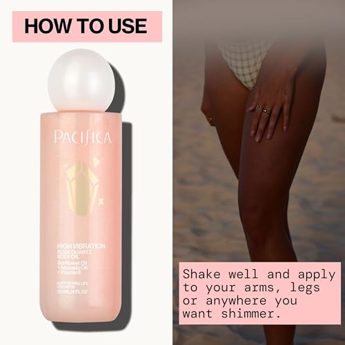 Pacifica Bronzing Body Oil – Crystal Bronze Shimmering Oil for Natural Sun-Kissed Glow, Hydrating Body Illuminator, Vanilla Coconut Scent, Vegan & Cruelty-Free, Clean Beauty, 4 fl oz