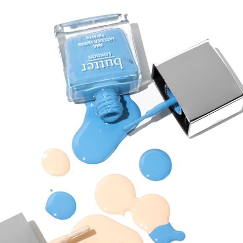 butter LONDON Patent Shine 10X Nail Lacquer, Helps Protect & Strengthen Nails, Gel-Like Finish & Chip-Resistant, 10-Free Formula, Vegan, Cruelty & Paraben Free, Waterloo Blue
