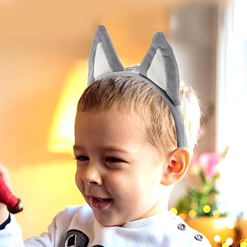 Dog Ears Headband Halloween Animal Cosplay Costumes Dress-up Headpiece Wolf Headwear for Women Grey