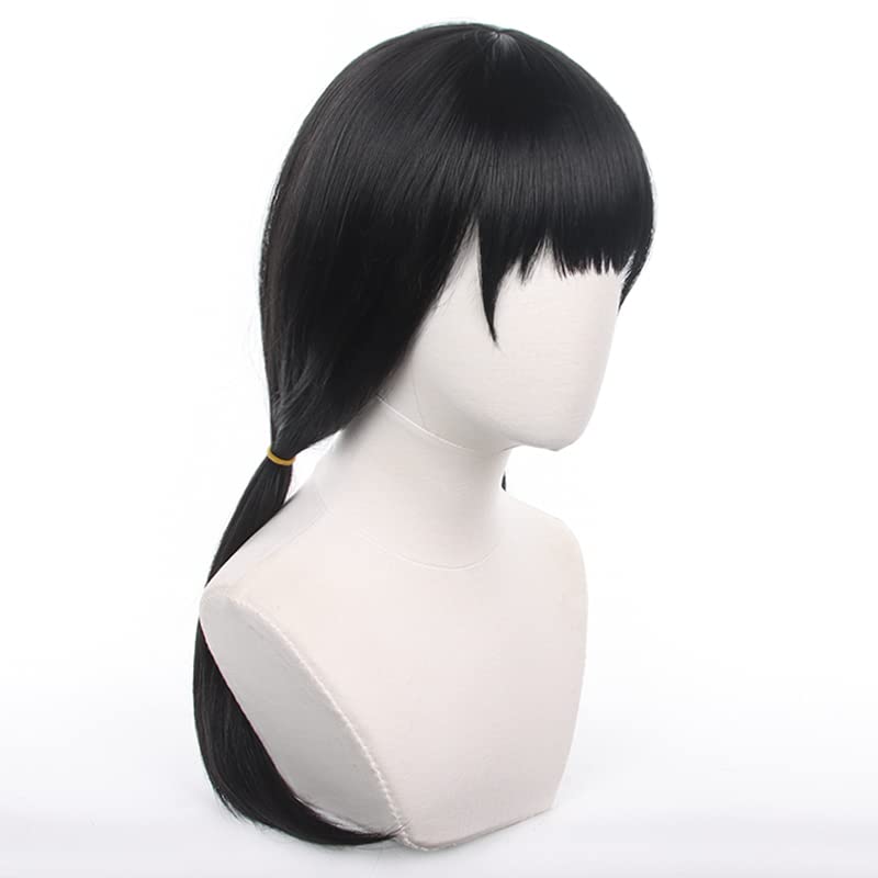 XiongXiongLe Mitaka Asa Black Long Two Braids Wig Cosplay Anime Chainsaw Man Women's Costume Heat Resistant Fiber Synthetic Hair with Cap Wig for Party Halloween(Mitaka Asa)