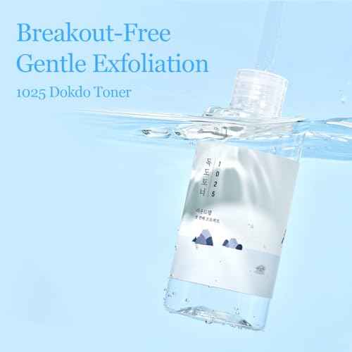 ROUND LAB 1025 Dokdo Toner 6.76 Fl Oz, Oil Control and Reduces Excess Sebum, Gentle Exfoliating Facial Toner, Deep Sea Water for Moisturization, Soft Finish Without Stickiness, Korean Skin Care